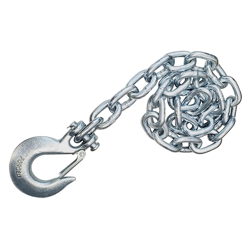 Grade 43 Trailer Safety Chains 3/8" x 37" with Clevis Slip Hook Latches, Heavy Duty Tow Chain Set