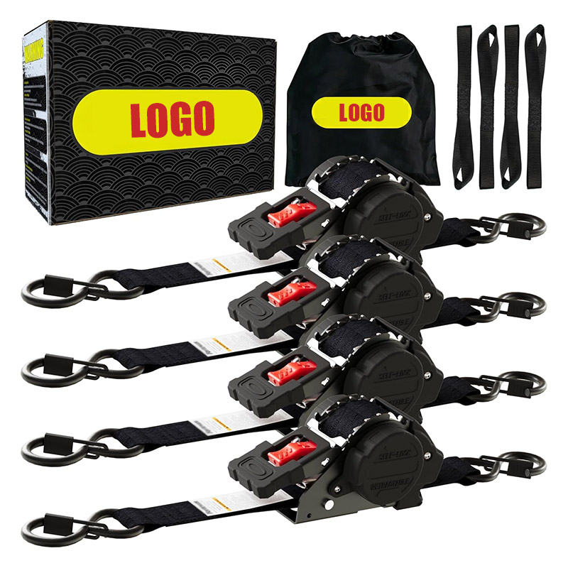 retractable ratchet straps tie down with S hook 1” x 12' x 1800 LBS retractive ratchet straps tie down with S hook